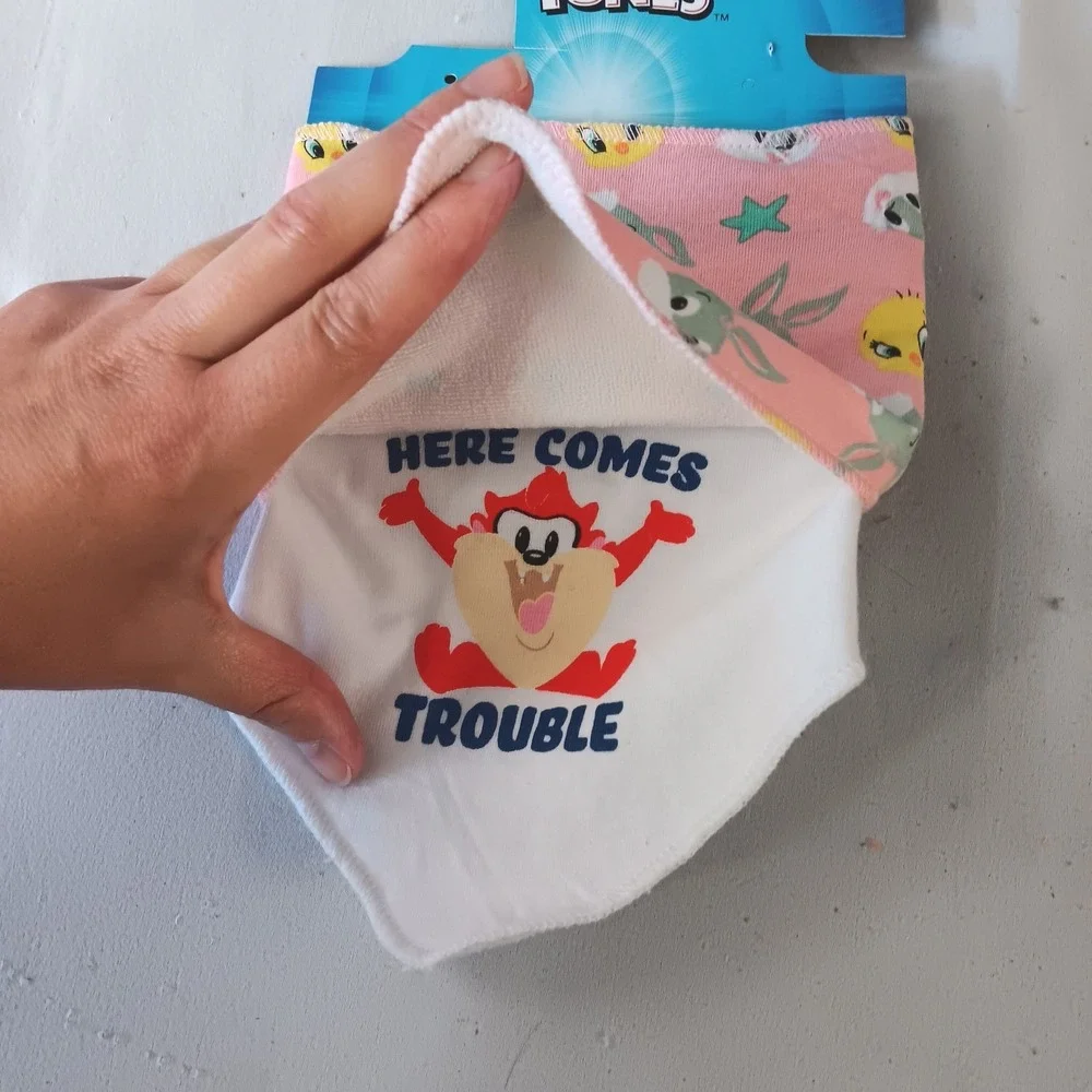Bioworld Looney Tunes Baby Bibs 2 Pack Pink Tweety Bugs Bunny Taz NWT